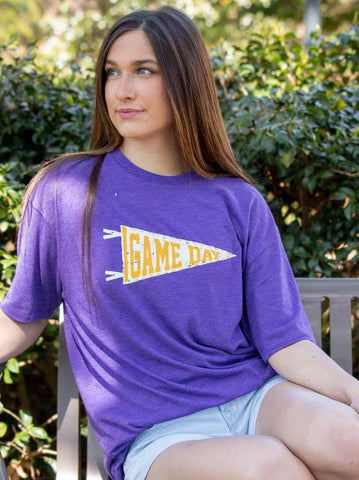 Purple Game Day Pennant Tee